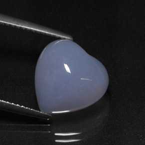 7.02 ct Blue Chalcedony Stone, Natural Chalcedony in Heart Cabochon Shape for Sale