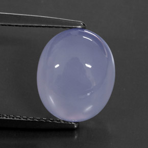 5.88 ct Blue Chalcedony Stone, Natural Chalcedony in Oval Cabochon Shape for Sale