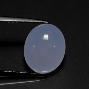 4.20 ct Blue Chalcedony Gemstone, Chalcedony Gem in Oval Cabochon Shape for Sale.