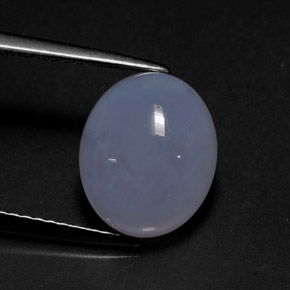 4.69 ct Blue Chalcedony Gemstone, Chalcedony Gem in Oval Cabochon Shape for Sale.