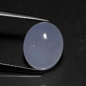 3.94 ct Blue Chalcedony Gemstone, Chalcedony Gem in Oval Cabochon Shape for Sale.