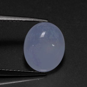 4.03 ct Blue Chalcedony Gemstone, Chalcedony Gem in Oval Cabochon Shape for Sale.