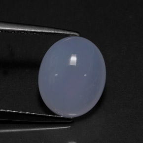 3.97 ct Blue Chalcedony Gemstone, Chalcedony Gem in Oval Cabochon Shape for Sale.