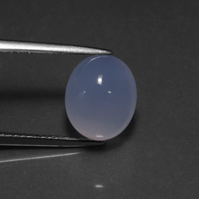 5.09 ct Blue Chalcedony Gemstone, Chalcedony Gem in Oval Cabochon Shape for Sale.