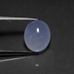 4.73 ct Blue Chalcedony Gemstone, Chalcedony Gem in Oval Cabochon Shape for Sale.