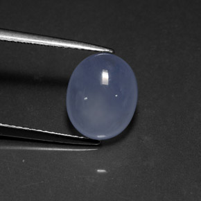 4.23 ct Blue Chalcedony Gemstone, Chalcedony Gem in Oval Cabochon Shape for Sale.