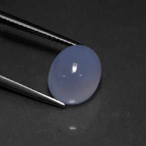 5.64 ct Blue Chalcedony Gemstone, Chalcedony Gem in Oval Cabochon Shape for Sale.