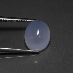 5.06 ct Blue Chalcedony Gemstone, Chalcedony Gem in Oval Cabochon Shape for Sale.