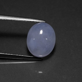 4.27 ct Blue Chalcedony Gemstone, Chalcedony Gem in Oval Cabochon Shape for Sale.