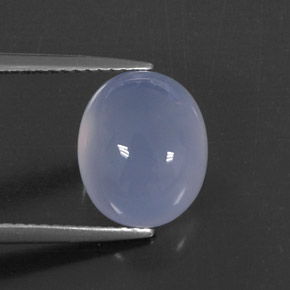 4.83 ct Blue Chalcedony Stone, Natural Chalcedony in Oval Cabochon Shape for Sale