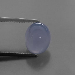 4.42 ct Blue Chalcedony Gemstone, Chalcedony Gem in Oval Cabochon Shape for Sale.