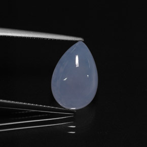 5.99 ct Blue Chalcedony Gemstone, Chalcedony Gem in Pear Cabochon Shape for Sale.