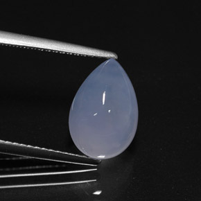 3.68 ct Blue Chalcedony Gemstone, Chalcedony Gem in Pear Cabochon Shape for Sale.