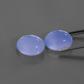 6.44 ct Blue Chalcedony Gemstone, Chalcedony Gem in Oval Cabochon Shape for Sale.