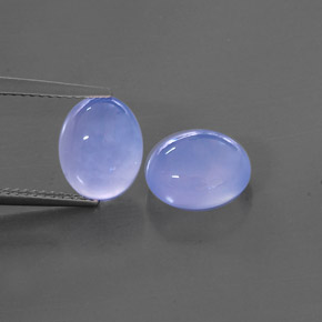 6.44 ct Blue Chalcedony Stone, Natural Chalcedony in Oval Cabochon Shape for Sale