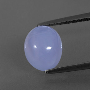 3.77 ct Blue Chalcedony Gemstone, Chalcedony Gem in Oval Cabochon Shape for Sale.