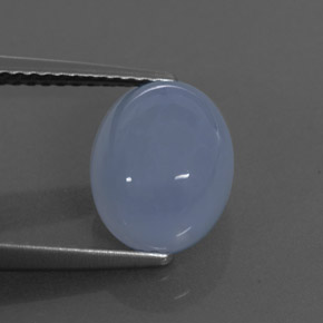 3.46 ct Blue Chalcedony Gemstone, Chalcedony Gem in Oval Cabochon Shape for Sale.