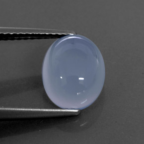 3.42 ct Blue Chalcedony Gemstone, Chalcedony Gem in Oval Cabochon Shape for Sale.