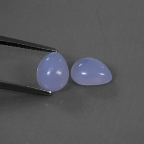 3.40 ct Blue Chalcedony Stone, Natural Chalcedony in Pear Cabochon Shape for Sale