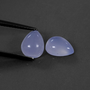 3.21 ct Blue Chalcedony Stone, Natural Chalcedony in Pear Cabochon Shape for Sale