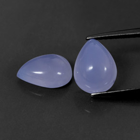 3.40 ct Blue Chalcedony Stone, Natural Chalcedony in Pear Cabochon Shape for Sale