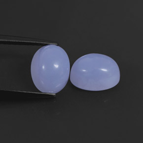 3.72 ct Blue Chalcedony Stone, Natural Chalcedony in Oval Cabochon Shape for Sale
