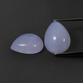 4.40 ct Blue Chalcedony Stone, Natural Chalcedony in Pear Cabochon Shape for Sale