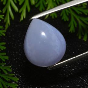 Violet Blue Chalcedony Gem - 6.4ct Pear Cabochon (ID: 303164)