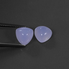 3.76 ct Blue Chalcedony Stone, Natural Chalcedony in Trillion Cabochon Shape for Sale