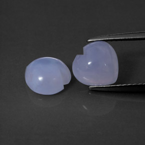 3.31 ct Blue Chalcedony Gemstone, Chalcedony Gem in Heart Cabochon Shape for Sale.