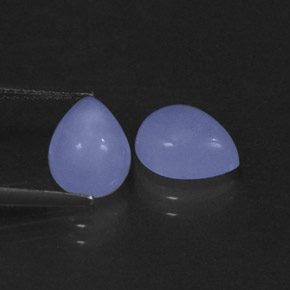 3.69 ct Blue Chalcedony Stone, Natural Chalcedony in Pear Cabochon Shape for Sale
