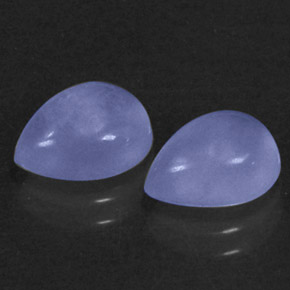 3.46 ct Blue Chalcedony Gemstone, Chalcedony Gem in Pear Cabochon Shape for Sale.