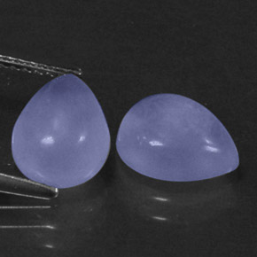 3.46 ct Blue Chalcedony Stone, Natural Chalcedony in Pear Cabochon Shape for Sale