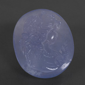 27.59 ct Blue Chalcedony Stone, Natural Chalcedony in Carved Cameo Shape for Sale