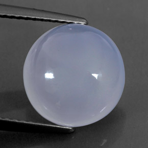 4.43 ct Blue Chalcedony Gemstone, Chalcedony Gem in Round Cabochon Shape for Sale.