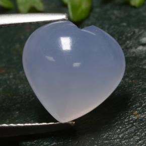 5.51 ct Blue Chalcedony Gemstone, Chalcedony Gem in Heart Cabochon Shape for Sale.