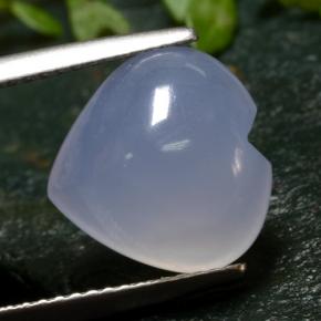 5.51 ct Blue Chalcedony Stone, Natural Chalcedony in Heart Cabochon Shape for Sale