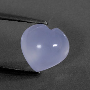 2.57 ct Blue Chalcedony Gemstone, Chalcedony Gem in Heart Cabochon Shape for Sale.