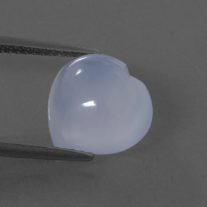 4.95 ct Blue Chalcedony Gemstone, Chalcedony Gem in Heart Cabochon Shape for Sale.