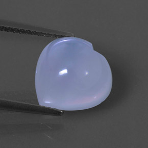 4.77 ct Blue Chalcedony Gemstone, Chalcedony Gem in Heart Cabochon Shape for Sale.