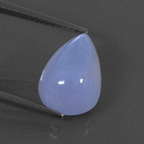 5.49 ct Blue Chalcedony Gemstone, Chalcedony Gem in Pear Cabochon Shape for Sale.