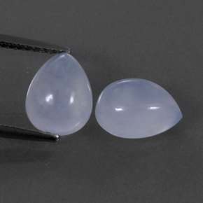 3.29 ct Blue Chalcedony Gemstone, Chalcedony Gem in Pear Cabochon Shape for Sale.