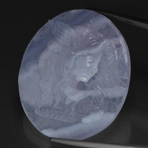 37.65 ct Blue Chalcedony Stone, Natural Chalcedony in Carved Cameo Shape for Sale
