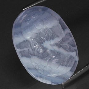 24.09 ct Blue Chalcedony Stone, Natural Chalcedony in Carved Cameo Shape for Sale