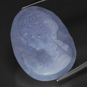 28.00 ct Blue Chalcedony Stone, Natural Chalcedony in Carved Cameo Shape for Sale