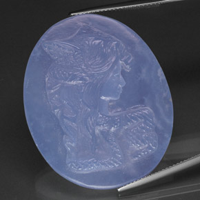 Chalcedony Gemstone in 37.8 x 31 mm Size for Sale, Chalcedony Stone in Lavender Blue Color
