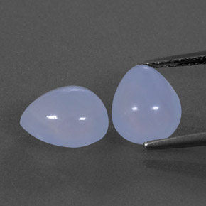 5.44 ct Blue Chalcedony Gemstone, Chalcedony Gem in Pear Cabochon Shape for Sale.
