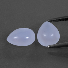 3.24 ct Blue Chalcedony Gemstone, Chalcedony Gem in Pear Cabochon Shape for Sale.