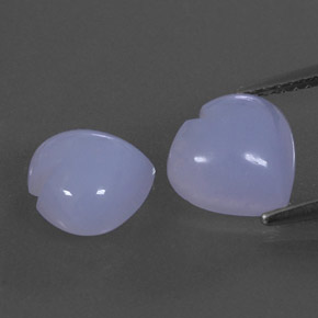 4.32 ct Blue Chalcedony Gemstone, Chalcedony Gem in Heart Cabochon Shape for Sale.