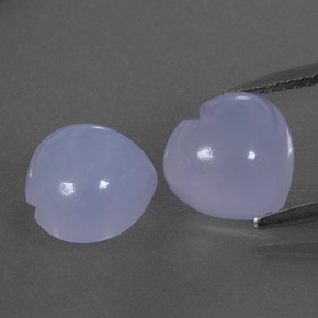 5.96 ctw Blue Chalcedony Gemstones, Chalcedony Gems in Heart Cabochon Shape for Sale.